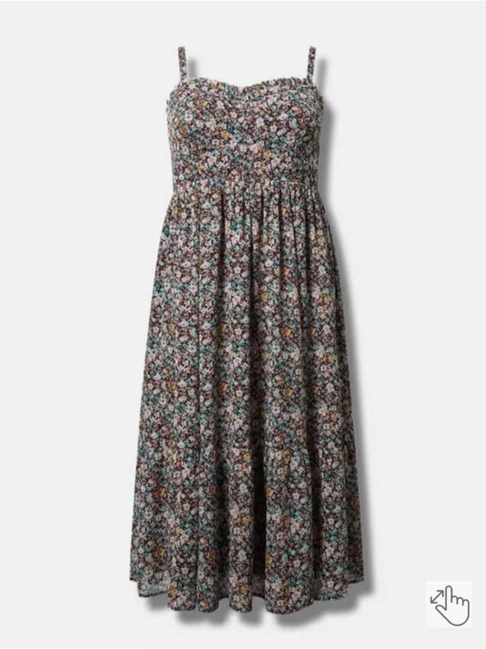 Torrid Chiffon Sleeveless Tiered Floral Midi Dress Size 1 - Picture 14 of 15